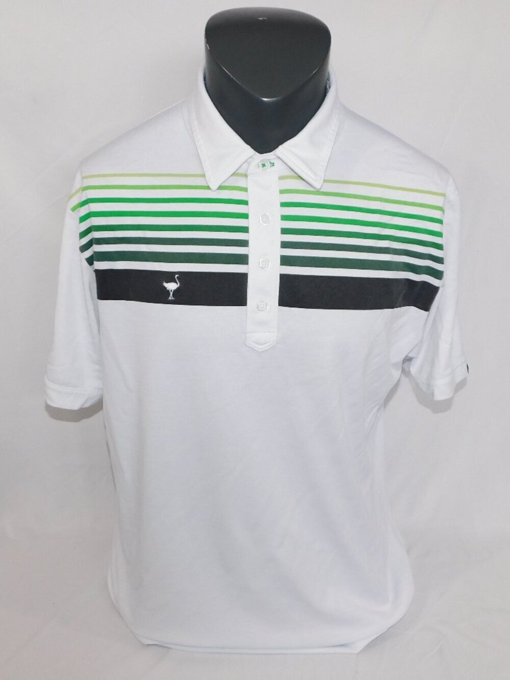 Travis Mathew x Chive White Green Striped Golf Polo Shirt Mens XL